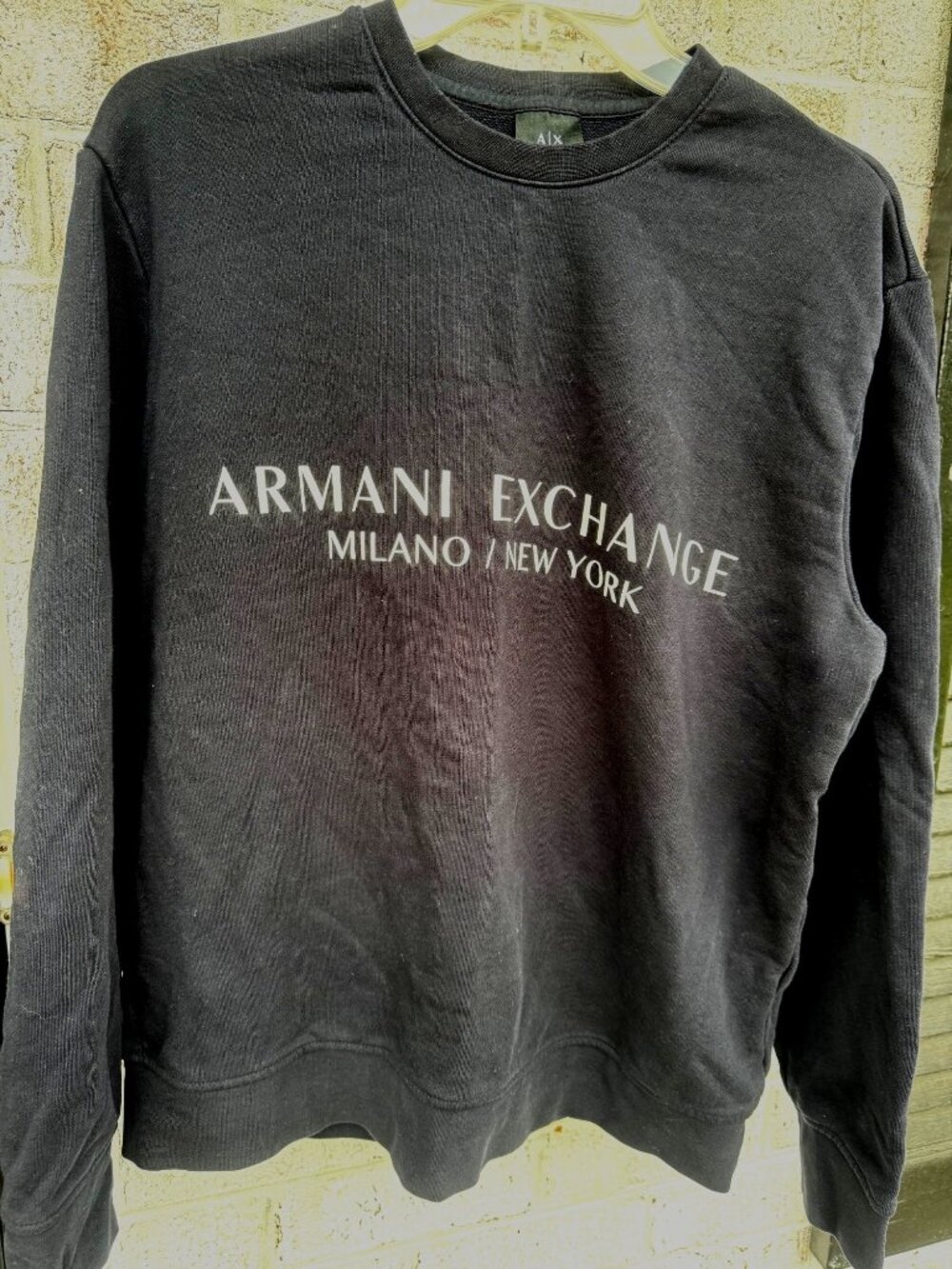 Armani Exchange A/X Sweatshirt Men's Large Black Crewneck Logo Pullover